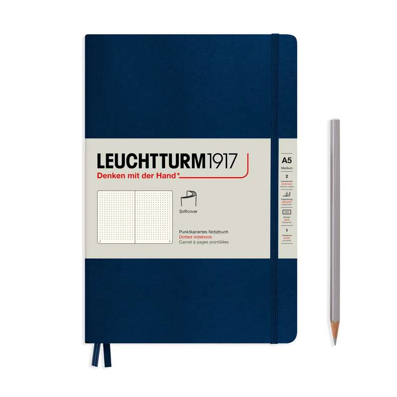F Leuchtturm1917 Notebooks- Medium (A5) Navy, Softcover, Dotted