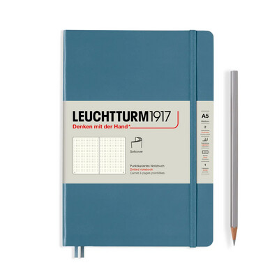 F Leuchtturm1917 Notebooks- Medium (A5) Stone Blue, Softcover, Dotted