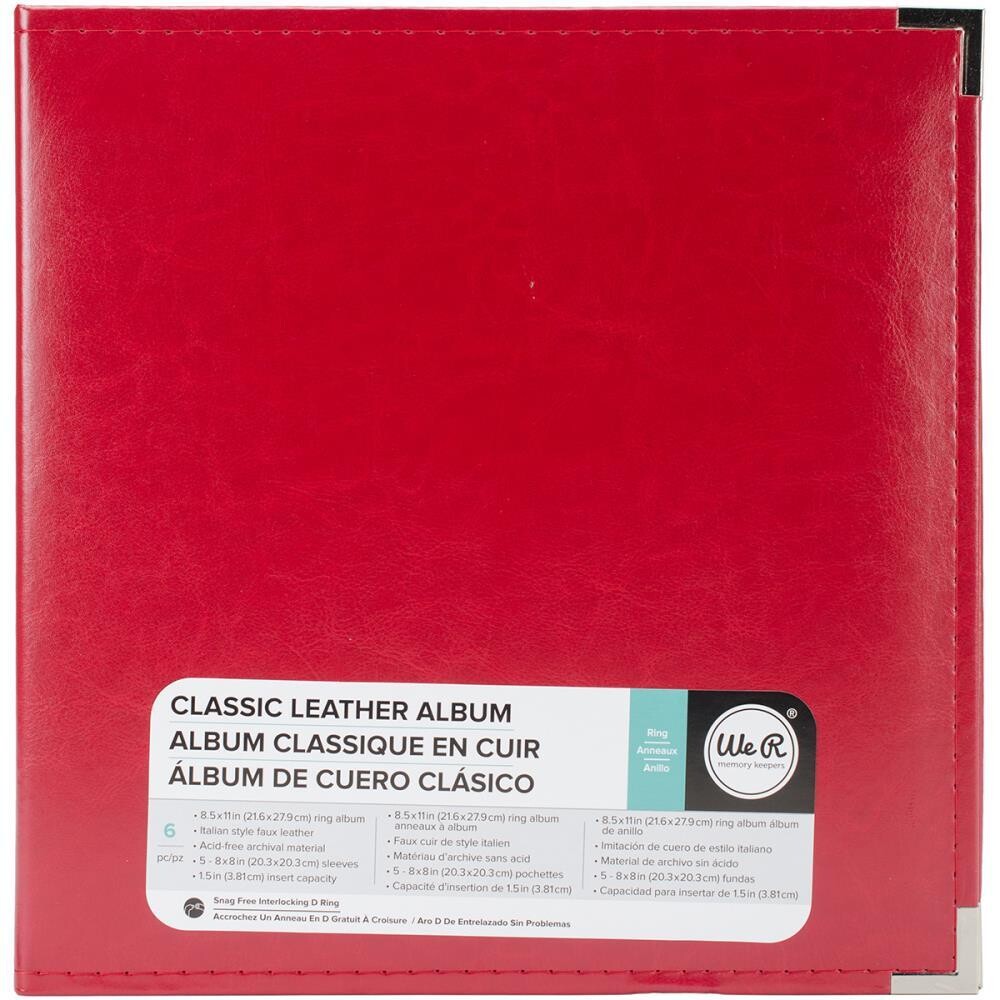 N We R Classic Leather D-Ring Album 8.5&quot; X11&quot; Real Red