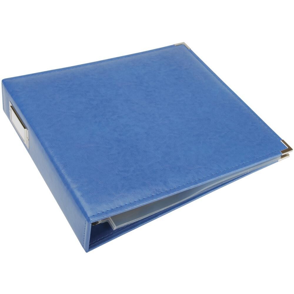 N We R Classic Leather 12x12 D-ring Binder Country Blue