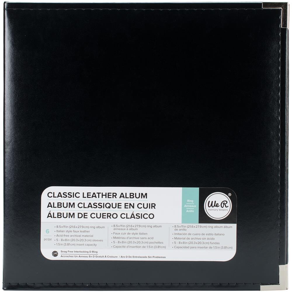 N We R Classic Leather D-Ring Album 8.5&quot; X11&quot; Black