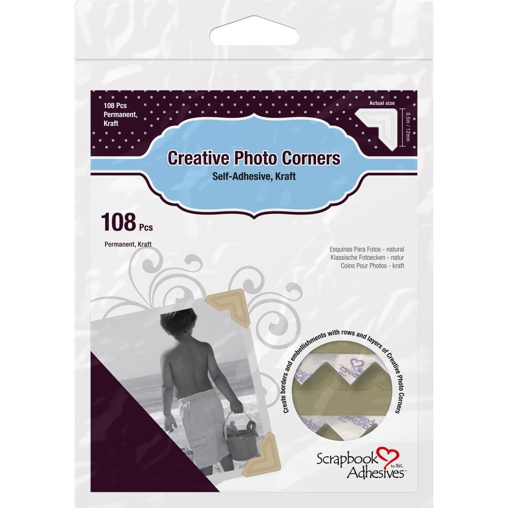 N Scrapbook Adhesives Paper Photo Corners Self-Adhesive 108/Pk Kraft