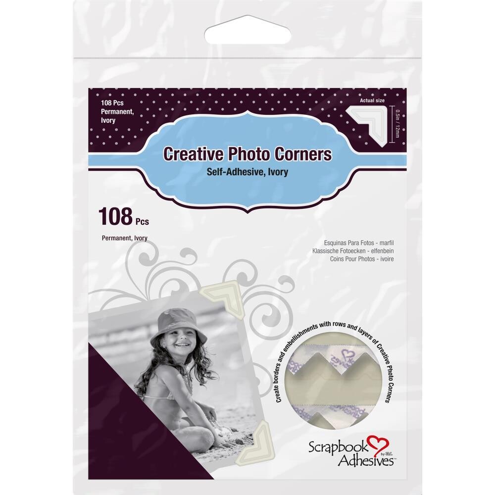 N Scrapbook Adhesives Paper Photo Corners Self-Adhesive 108/Pk- Ivory