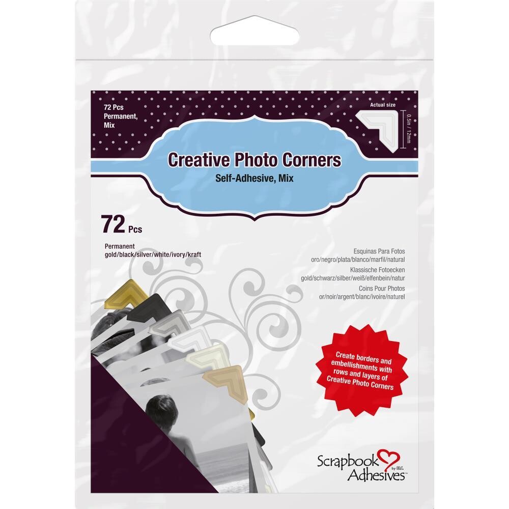 N Scrapbook Adhesives Paper Photo Corners Self-Adhesive 72/Pkg .5&quot; Variety Pack