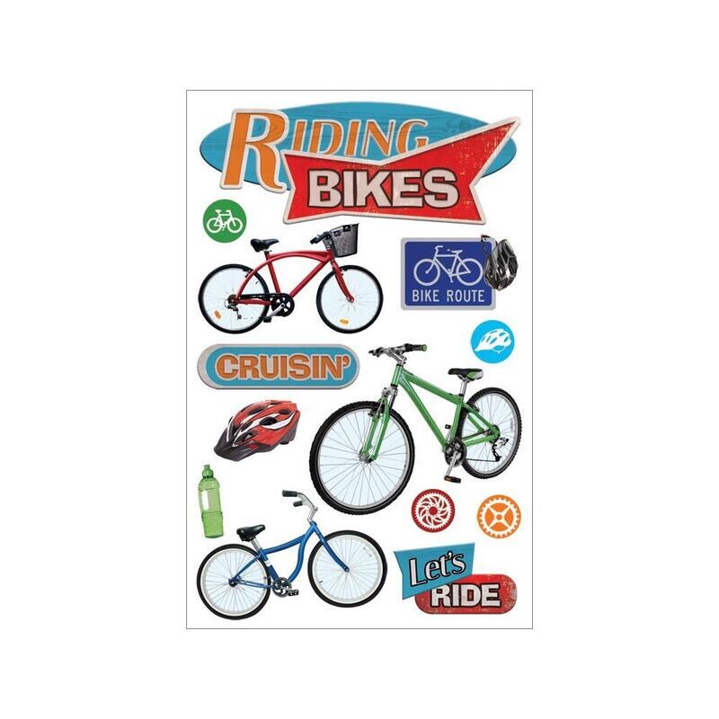 N Paper House 3D Stickers 4.5&quot; X7.5&quot;Riding Bikes