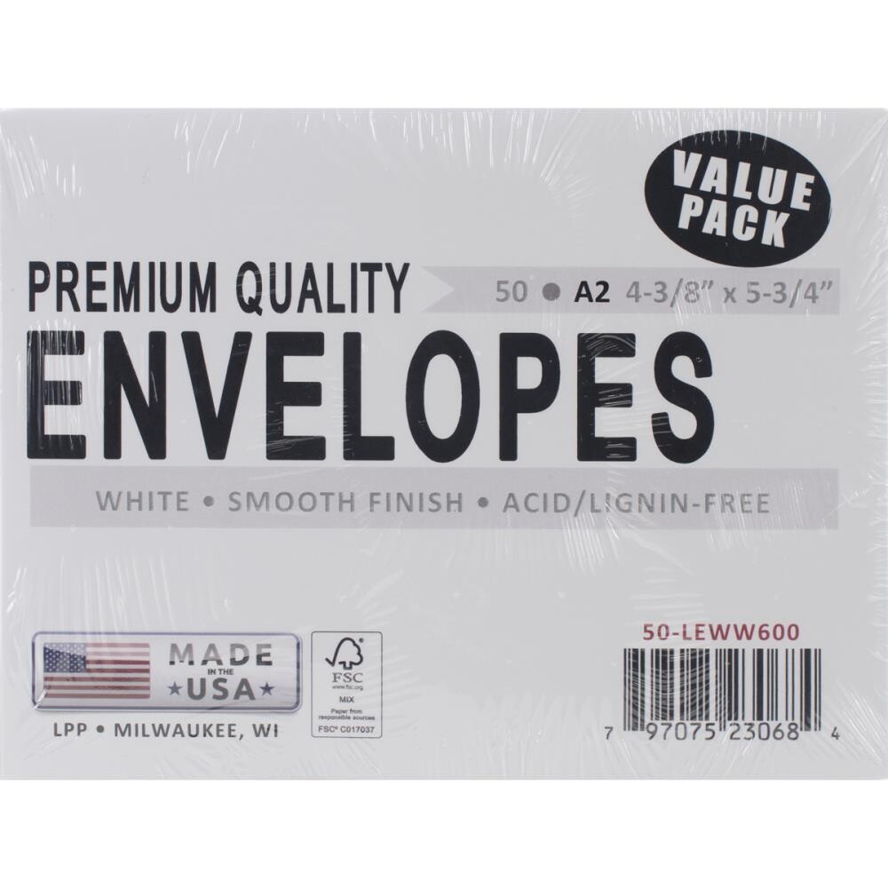 N Leader A2 Envelopes 50/Pkg White