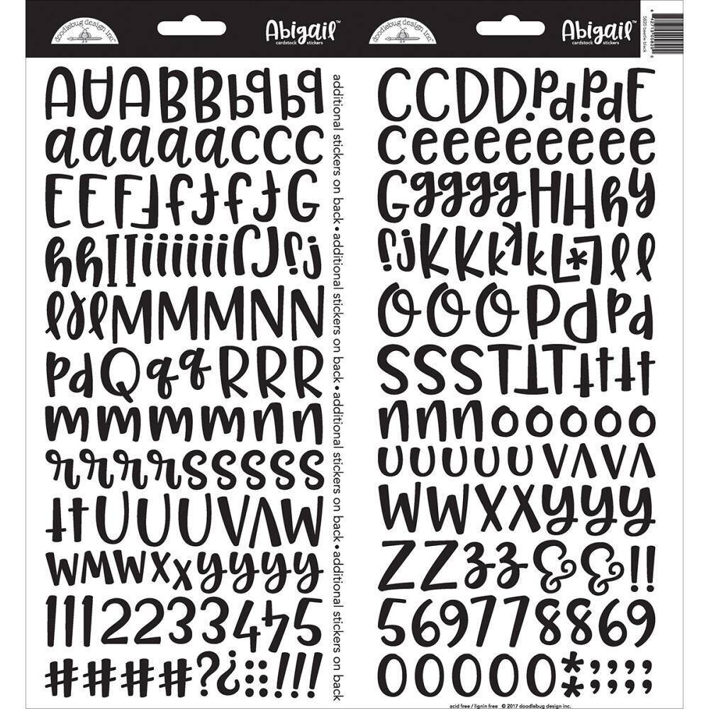 N Doodlebug Abigail Font Alpha Cardstock Stickers 6&quot; X13&quot; 2/Pkg