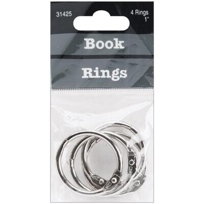 N Baumgartens Book Ring Silver 1" 4pkg