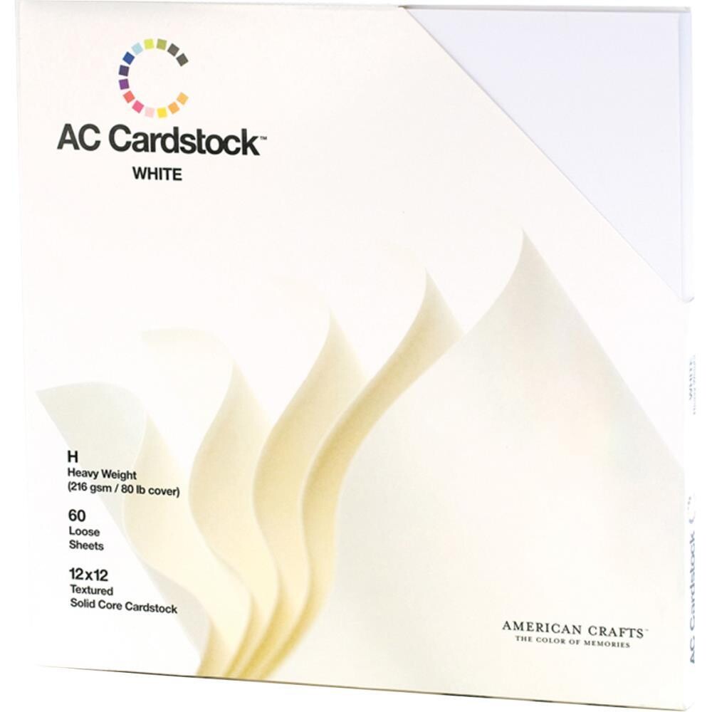 N American Crafts Textured Cardstock Pack 12&quot; X12&quot; 60/Pkg Solid White