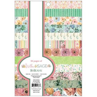 N BoBunny Single-Sided Paper Pad 6" X8" 36/Pkg Willow & Sage