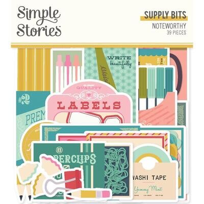 N Simple Stories Noteworthy Bits & Pieces Die-Cuts 39/Pkg Supply