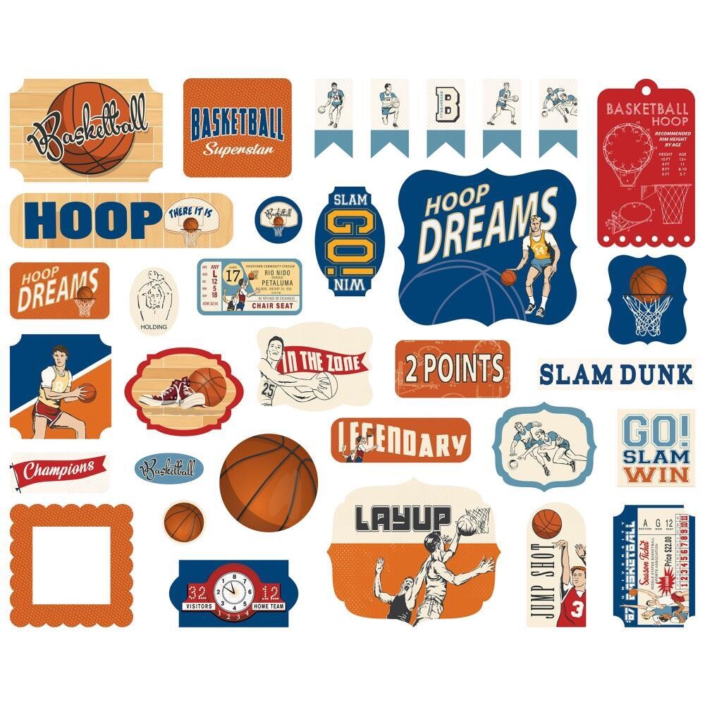 EP Carta Bella Cardstock Ephemera 33/Pkg Icons, Slam Dunk