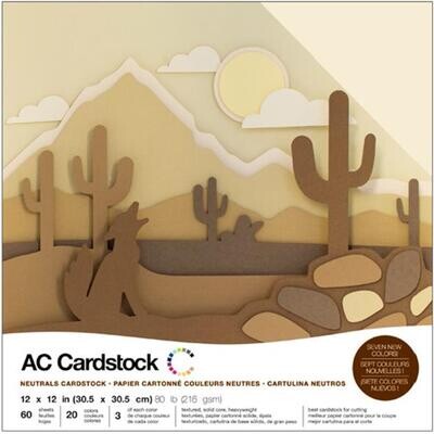 N American Crafts Variety Cardstock Pack 12" X12" 60/Pkg Neutrals