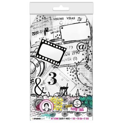 N Art By Marlene Signature Paper Tags 20/Pkg Nr. 01, Black And White Prints