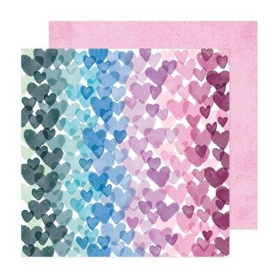 N American Crafts Dreamer Double-Sided Cardstock 12x12 Stamped Hearts