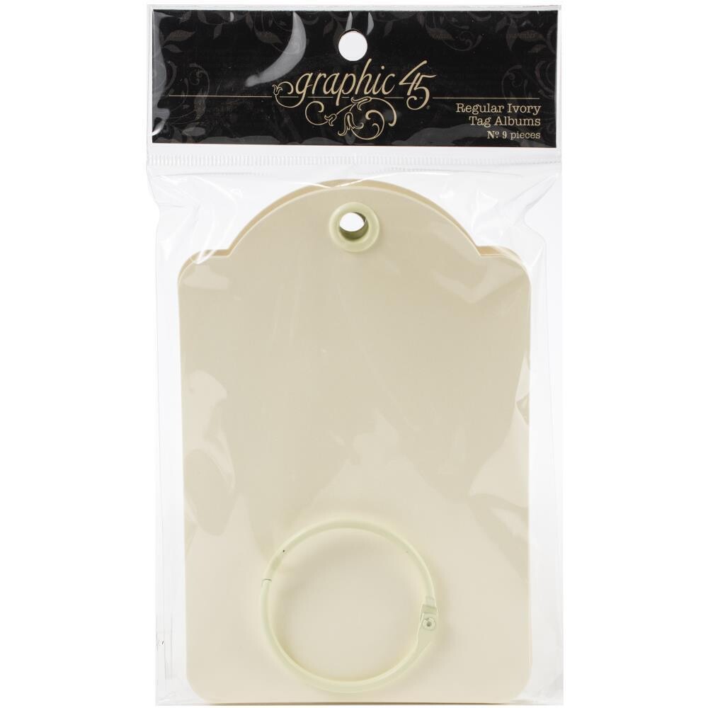 N Graphic 45 Staples Regular Tag Album 5.75&quot; X3.875 Ivory
