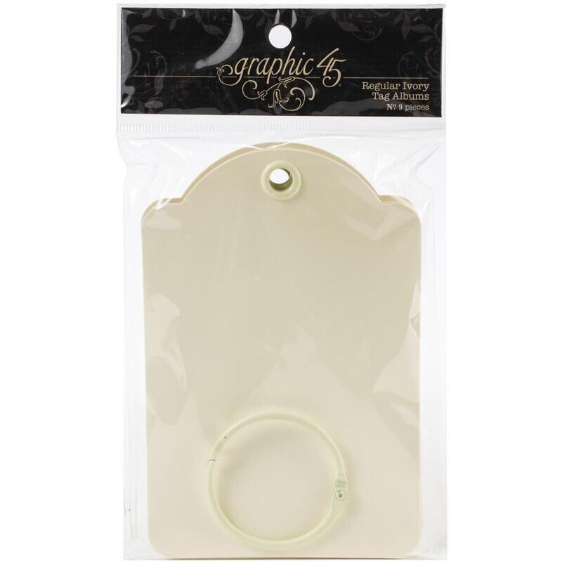 N Graphic 45 Staples Regular Tag Album 5.75&quot; X3.875 Ivory