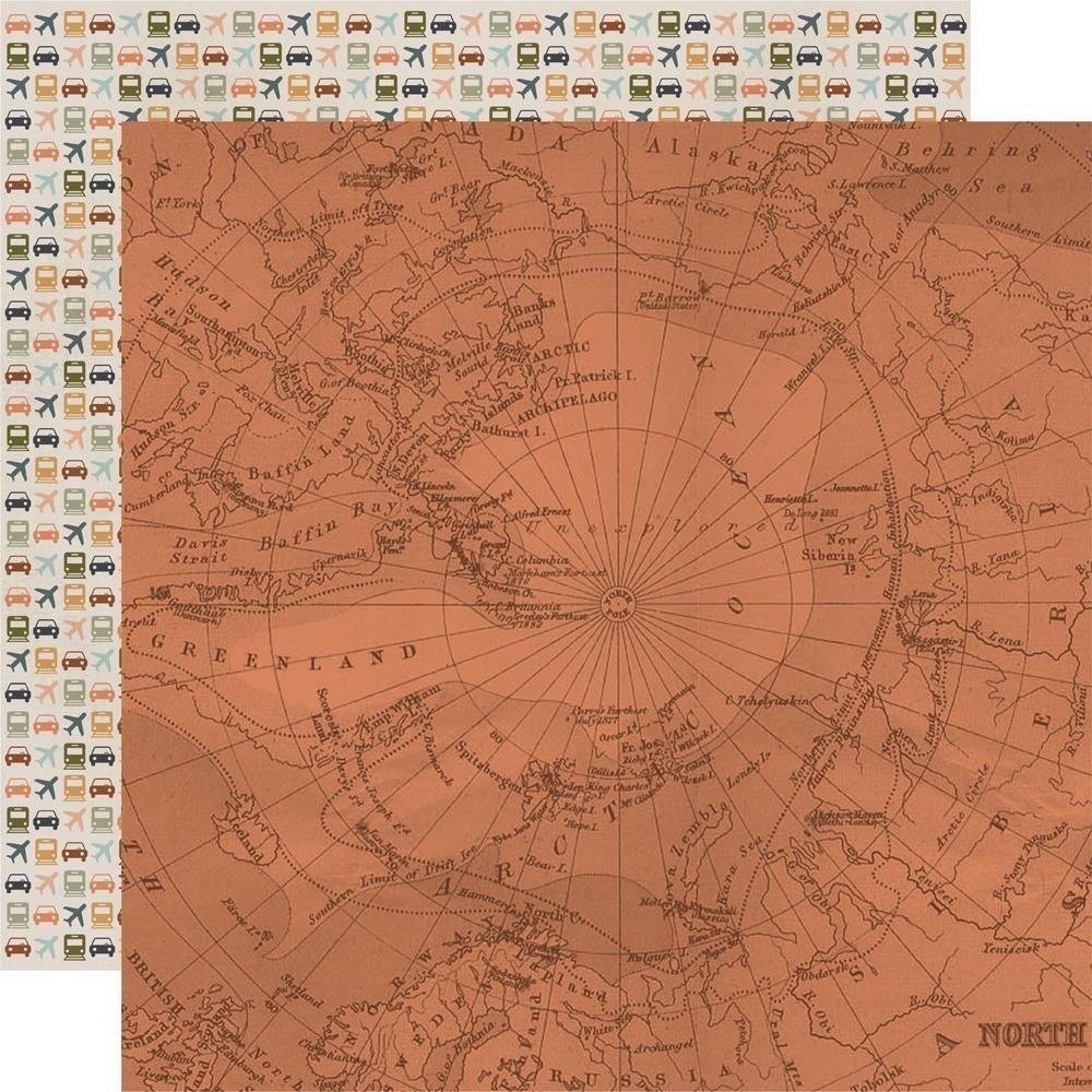 N Simple Stories Here &amp; There Double-Sided Cardstock 12&quot; X12&quot; Gotta Get Away