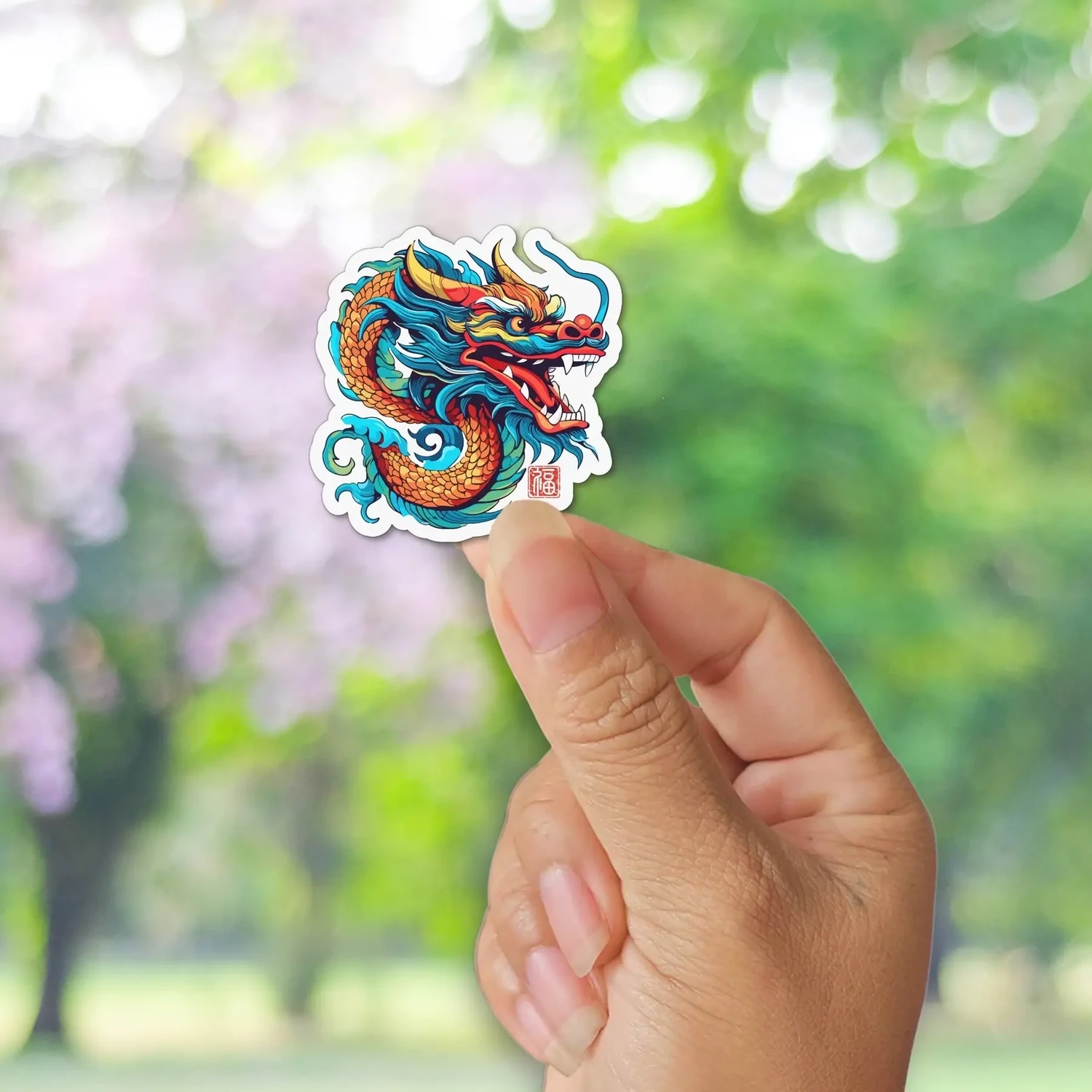 F Aspara Labels Chinese New Year Sticker Blue Dragon