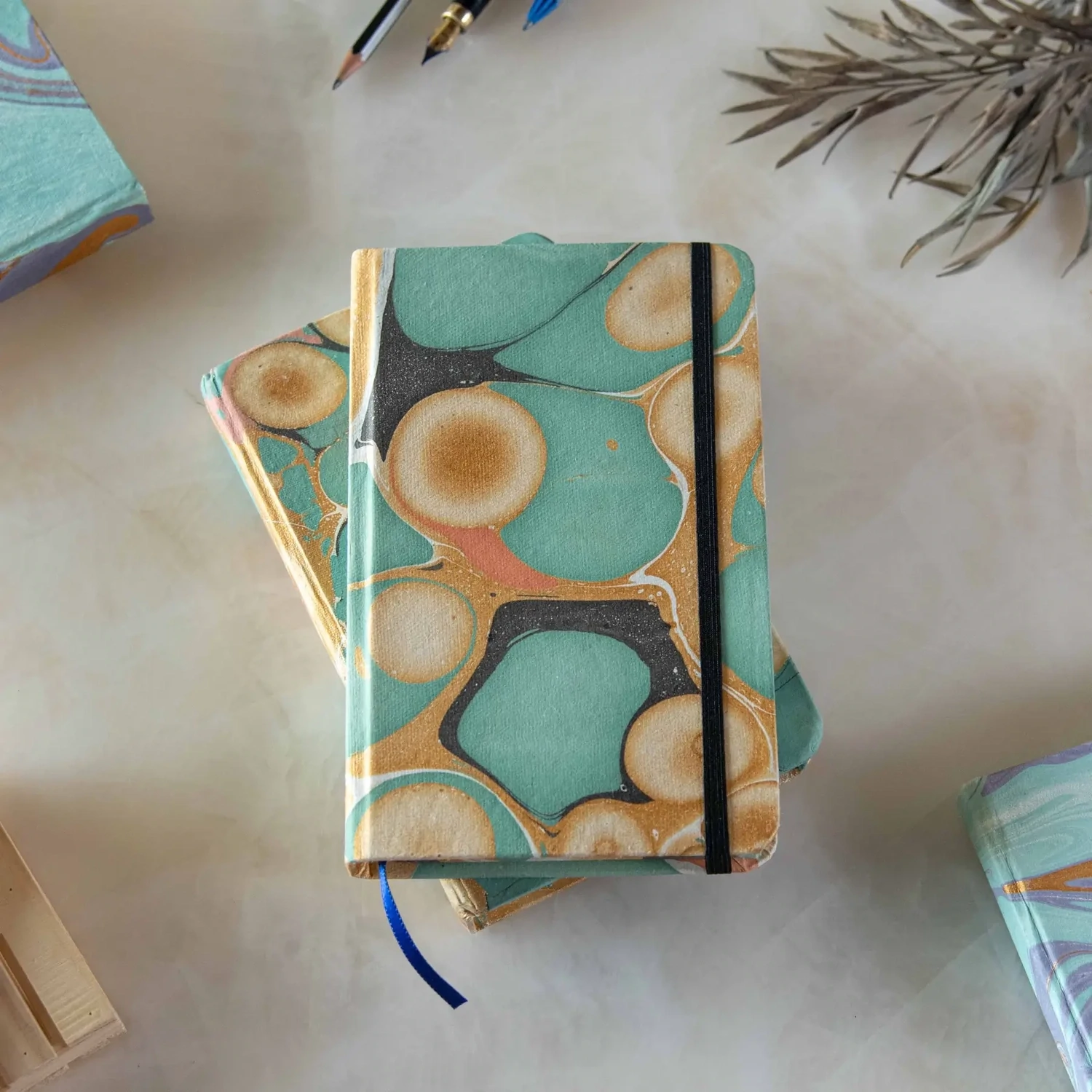 F RK Craft Junky Marbled Cover Hardbound Unruled Journal