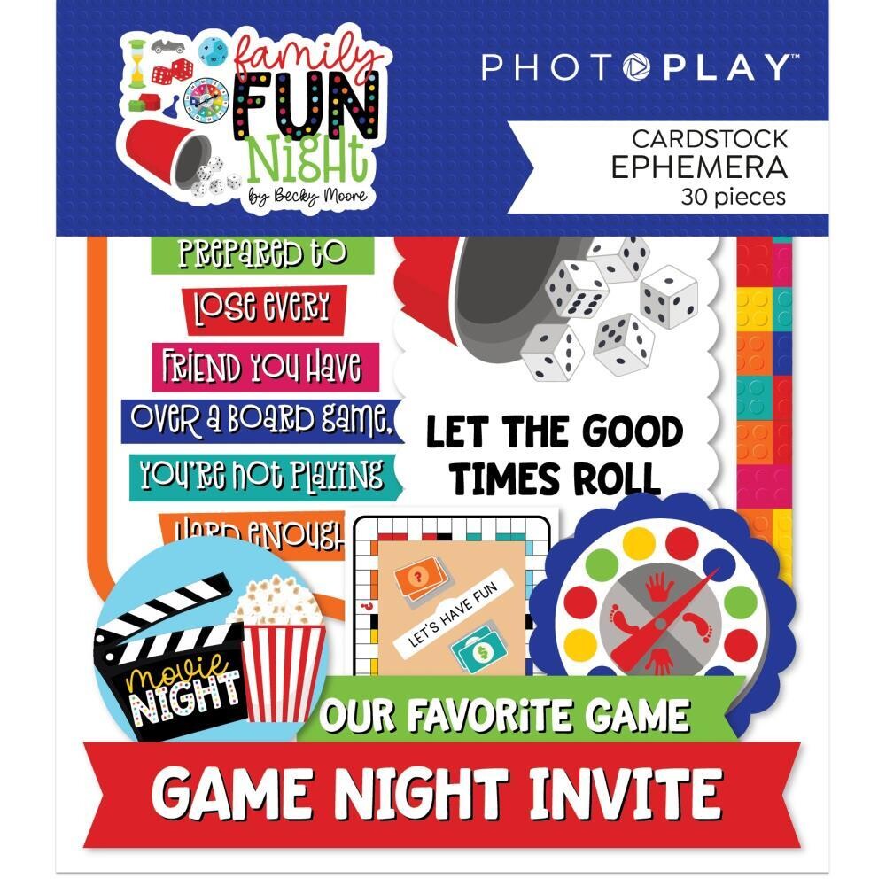 N Photoplay Family Fun Night Ephemera Cardstock Die-Cuts