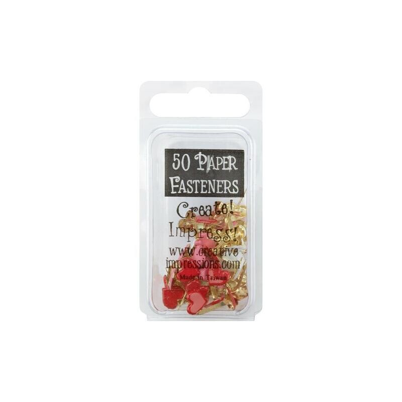 N Creative Impressions Painted Metal Paper Fasteners 50/Pkg Hearts - Red, White &amp; Pink