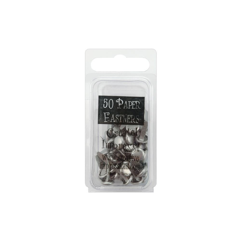 N Creative Impressions Metal Paper Fasteners 7mm 50/Pkg Round - Pewter