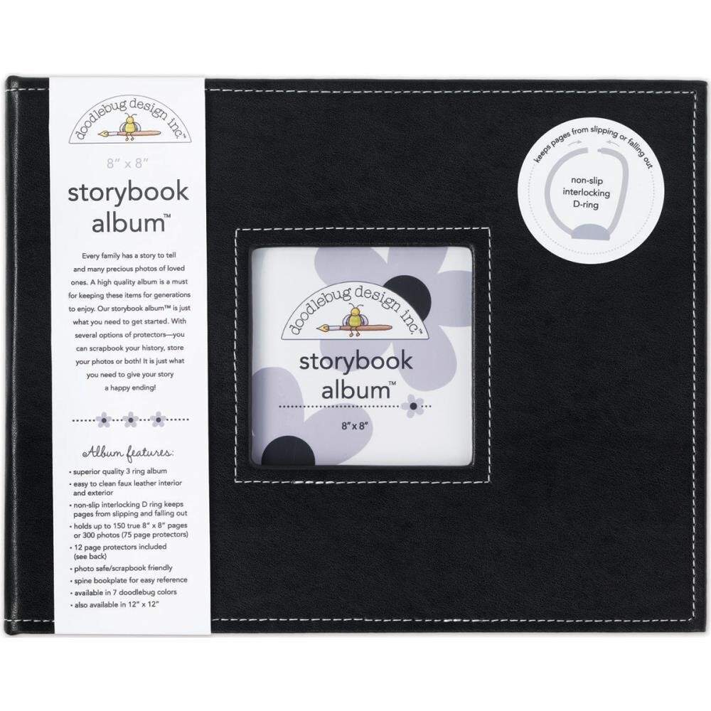 N Doodlebug Storybook D-Ring Album 8&quot; X8&quot; Beetle Black