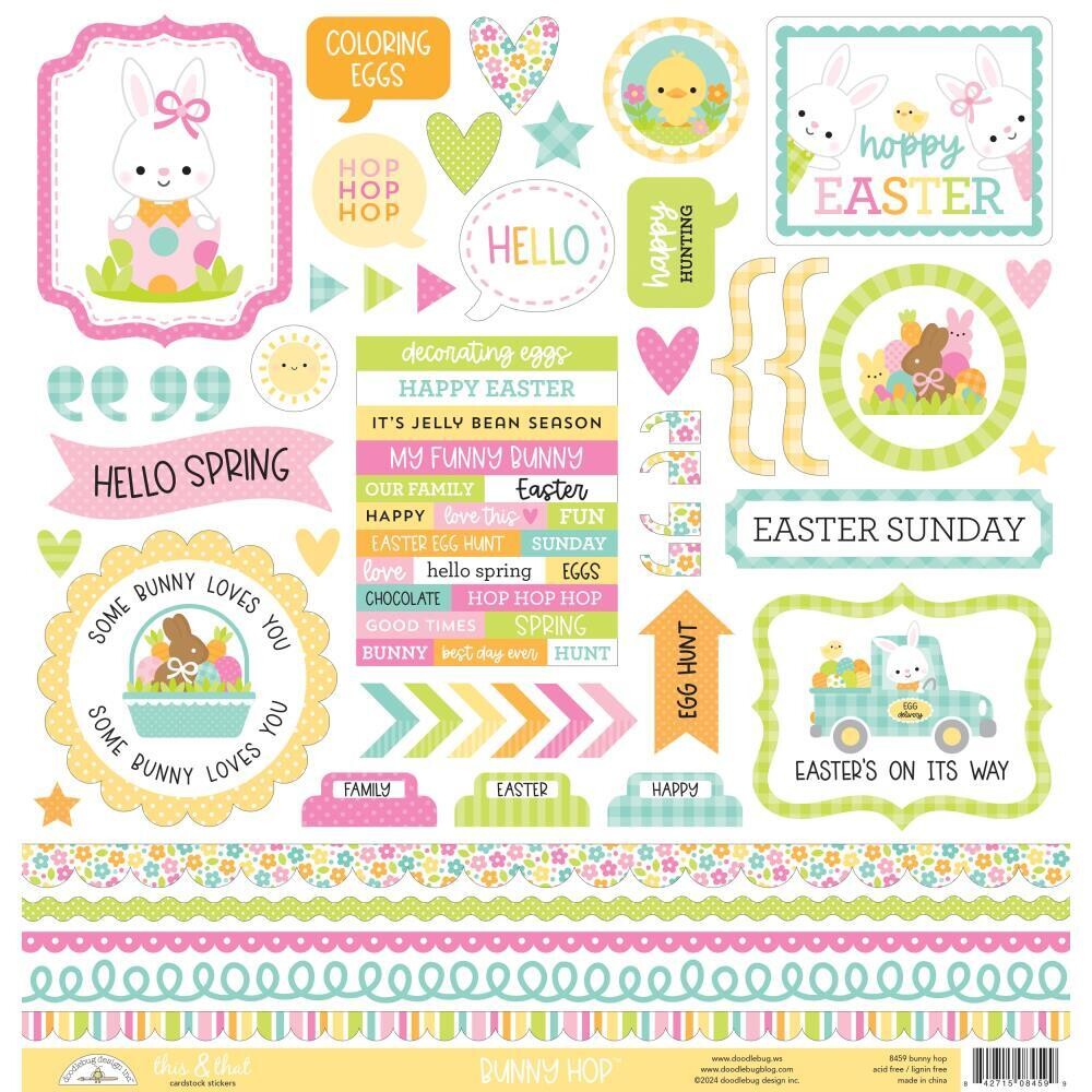 N Doodlebug This &amp; That Cardstock Stickers 12&quot;X12&quot; Bunny Hop