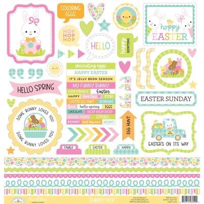 N Doodlebug This & That Cardstock Stickers 12"X12" Bunny Hop