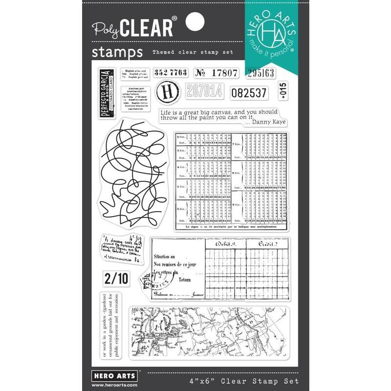 N Hero Arts Clear Stamps 4&quot; X6&quot; Vintage Map And Ledger