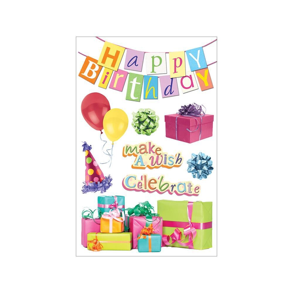 N Paper House 3D Stickers 4.5&quot;X7.5&quot; Happy Birthday