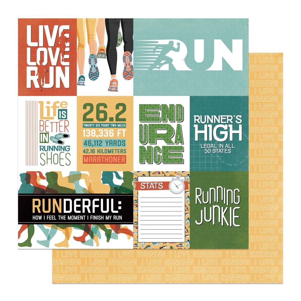 N PhotoPlay Runner&#39;s High Diuble-Sided Cardstock 12&quot; X12&quot; Live Love Run