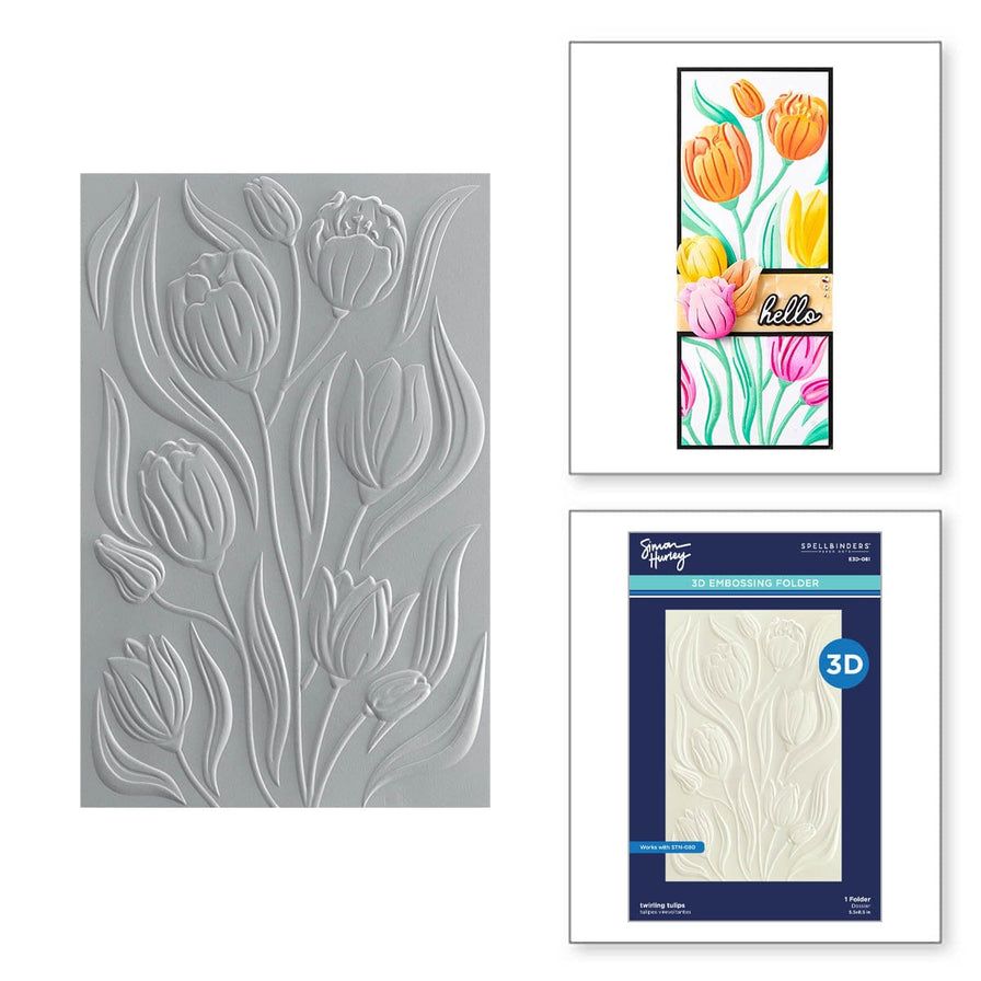 SB Twirling Tulips 3D Embossing Folder From The Tulip Garden Collection By Simon Hurley