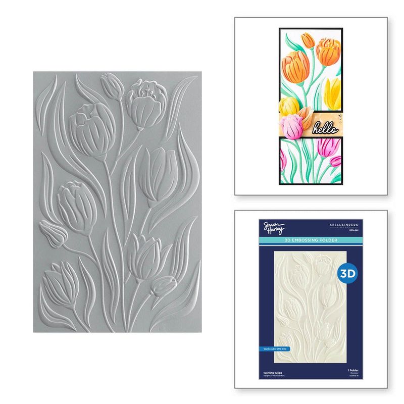 SB Twirling Tulips 3D Embossing Folder From The Tulip Garden Collection By Simon Hurley