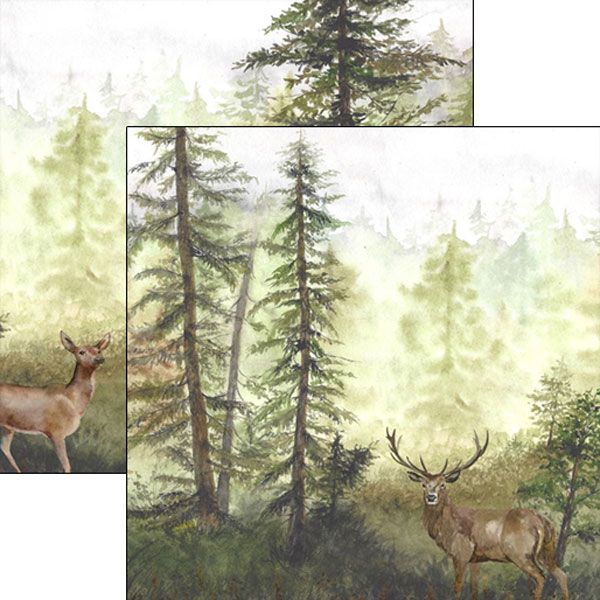 SC Deer Watercolor Double-Sided Paper