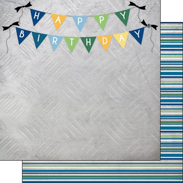 SC His Birthday Tin Banner/Stripe Double-Sided Paper