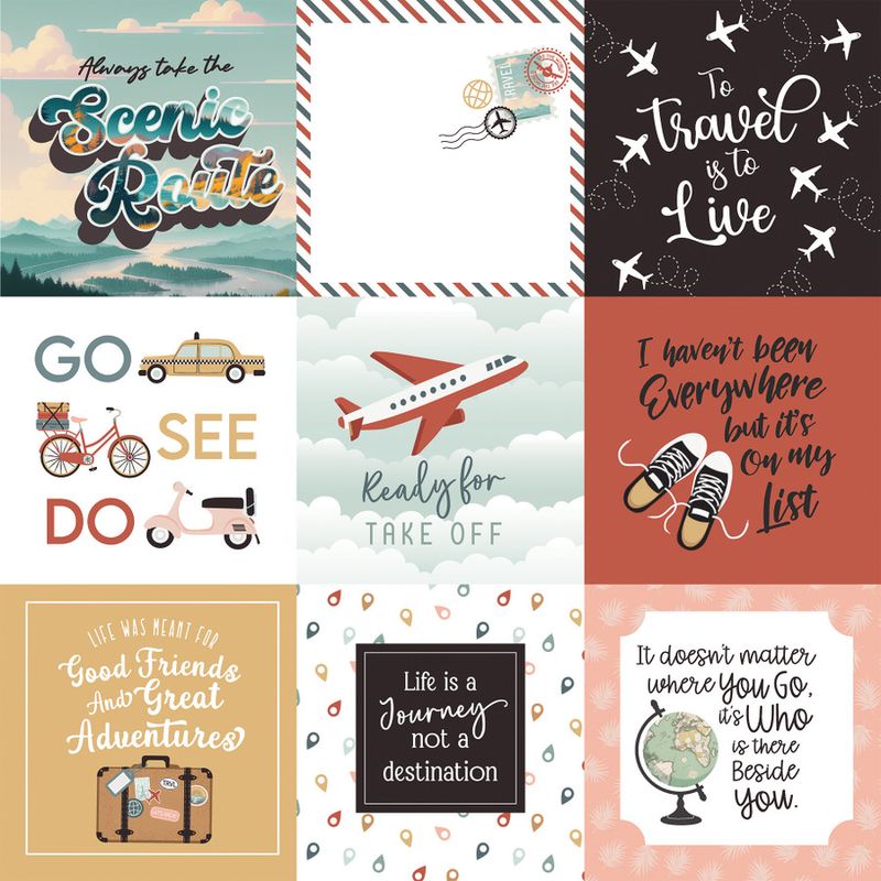 EP Let&#39;s Take The Trip: 4x4 Journaling Cards 12x12 Patterned Paper