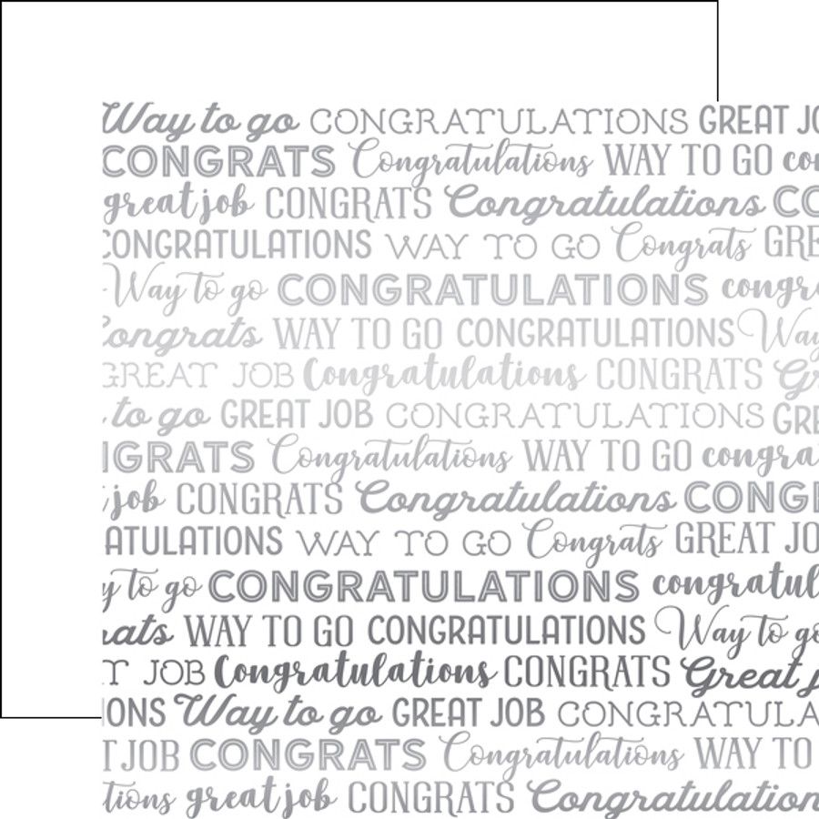EP Carta Bella White Congrats Foil Silvern Patterned Paper