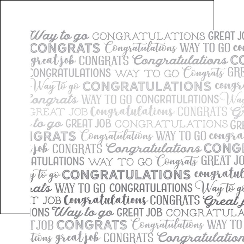 EP Carta Bella White Congrats Foil Silvern Patterned Paper