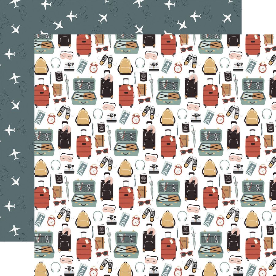 EP Let&#39;s Take The Trip: Pack Your Bags 12x12 Patterned Paper
