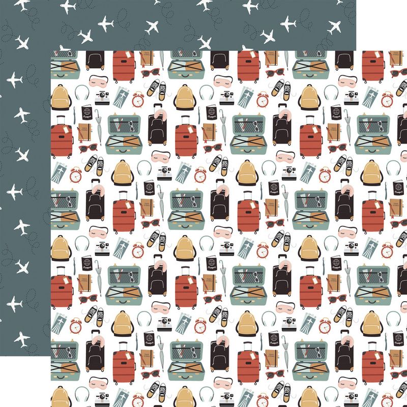 EP Let&#39;s Take The Trip: Pack Your Bags 12x12 Patterned Paper