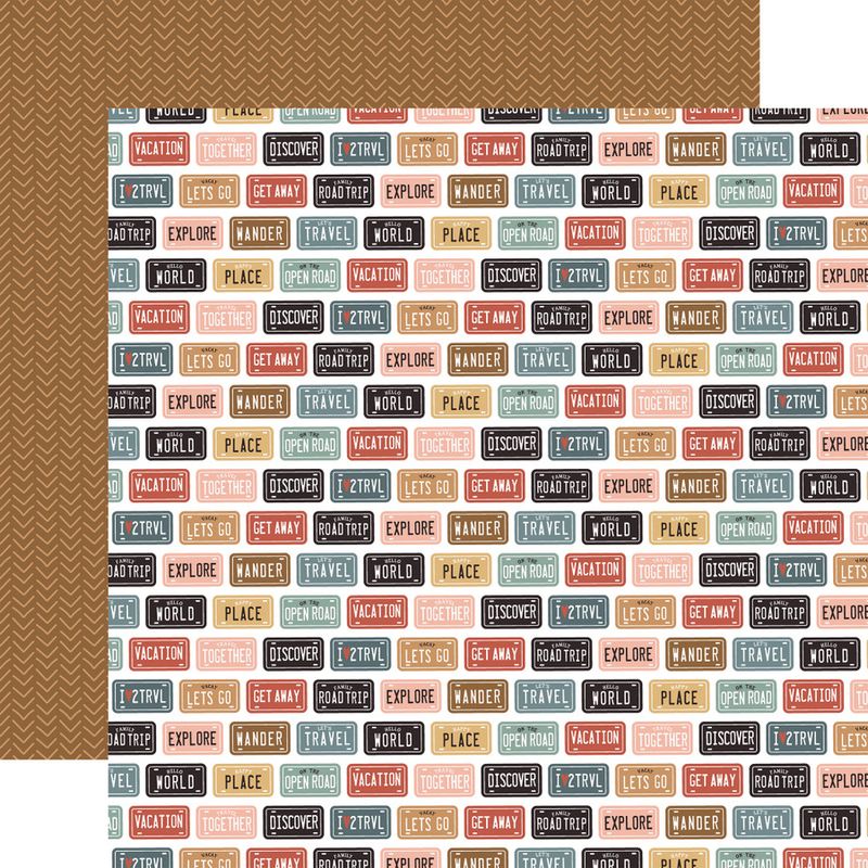 EP Let&#39;s Take The Trip: Road Trip Plates 12x12 Patterned Paper