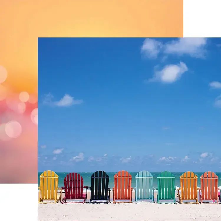 F Paperhouse Chairs On The Beach Double Sided 12&quot; X12&quot; Scrapbook Paper