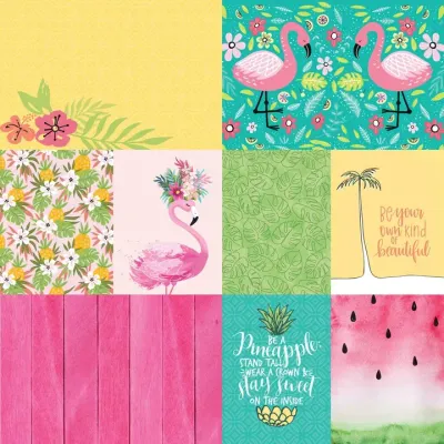 F Paper House Flamingo Tags 12&quot; X12&quot; Double Sided Paper