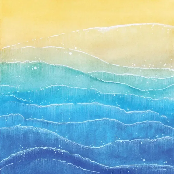 F Paper House Painted Waves 12x12 Double Sided Paper