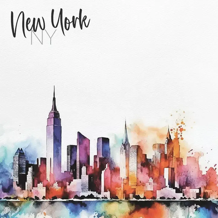 F Paper House New York Skyline Double Sided 12&quot; X12&quot; Scrapbook Paper