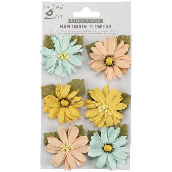 N Little Birdie Alvero Paper Flowers 6/Pkg Sunshine And Lemonade