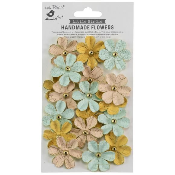 N Little Birdie Zoey Washed Paper Flowers 18/Pkg Sunshine And Lemonade