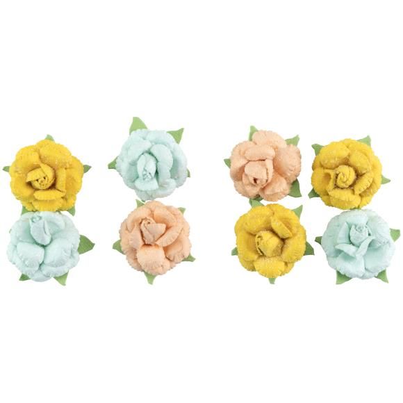 N Little Birdie Angel Rose Paper Flowers 8/Pkg Sunshine And Lemonade